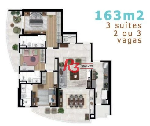 Apartamento com 3 dormitórios à venda, 163 m² por R$ 3.950.000,00 - Ponta da Praia - Santos/SP