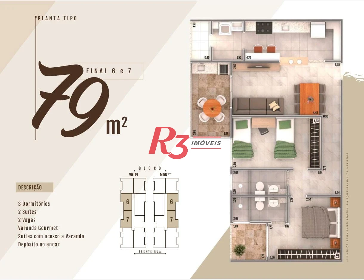 Apartamento com 2 dormitórios à venda, 79 m² por R$ 650.000,00 - Vilamar - Praia Grande/SP