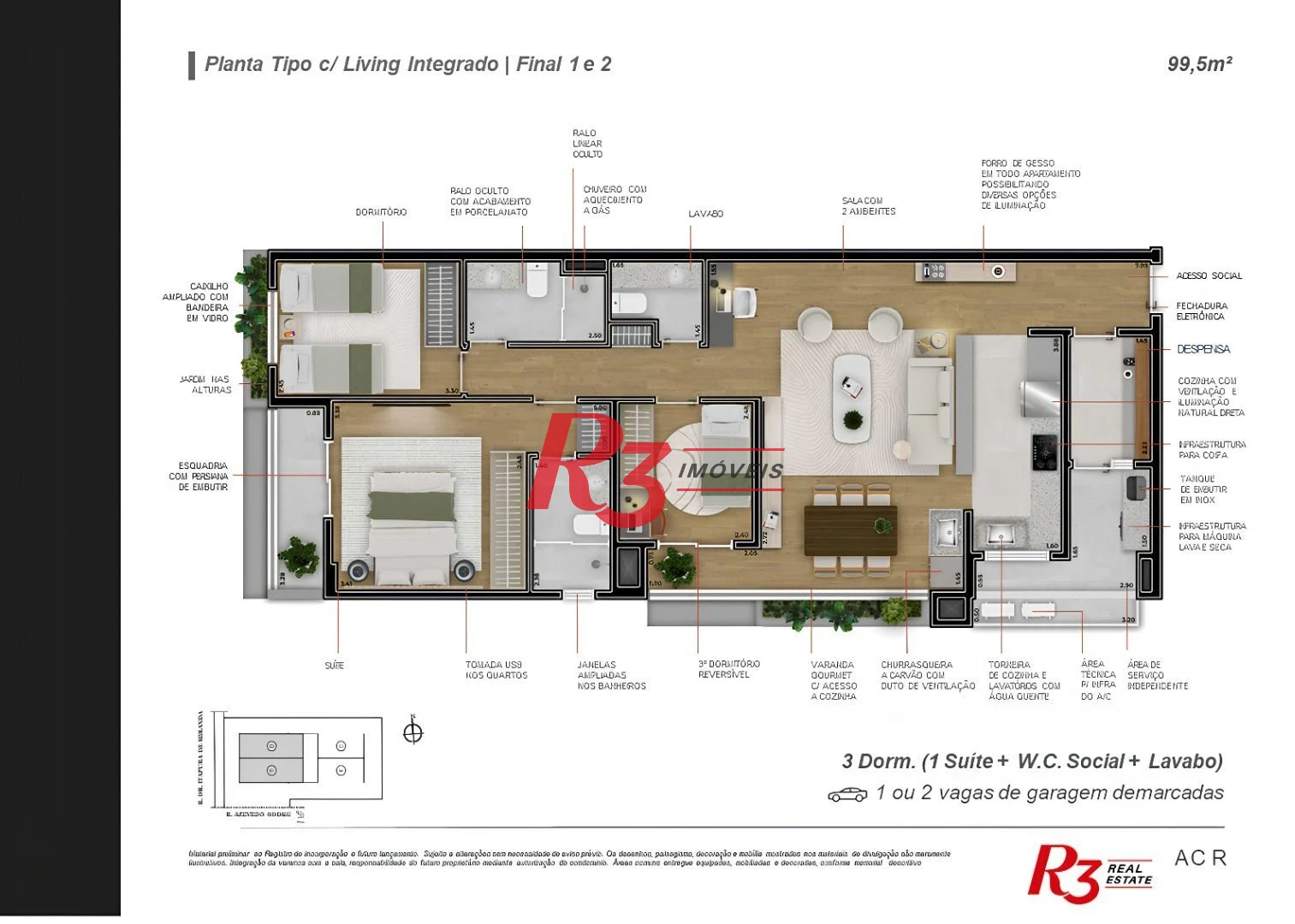 Apartamento com 3 dormitórios à venda, 99 m² por R$ 1.556.251 - Boqueirão - Santos/SP