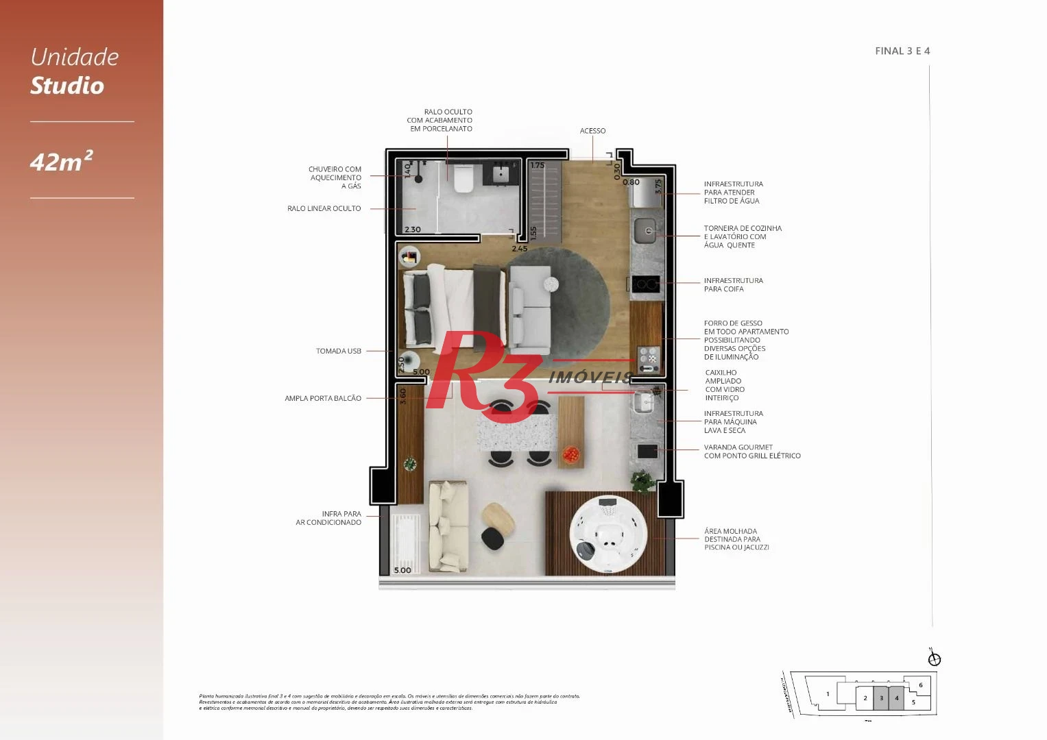 Apartamento Garden com 1 dormitório à venda, 42 m² por R$ 798.000,00 - Boqueirão - Santos/SP