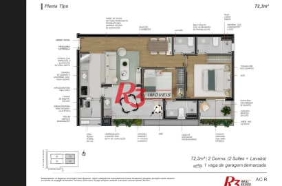Apartamento com 2 dormitórios à venda, 72 m² por R$ 1.434.496,98 - Boqueirão - Santos/SP
