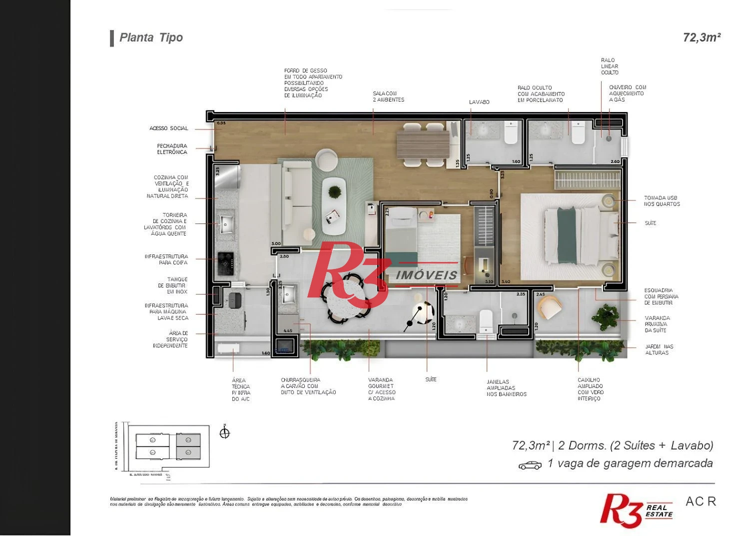 Apartamento com 2 dormitórios à venda, 72 m² por R$ 1.402.108,50 - Boqueirão - Santos/SP