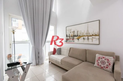 Apartamento com 1 dormitório para alugar, 60 m² por R$ 5.200,00/mês - Gonzaga - Santos/SP