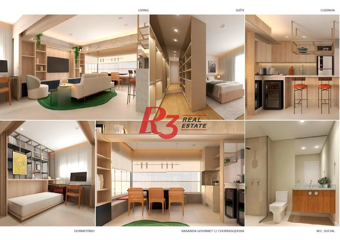 Apartamento novo, com 1 quarto, à venda, 48 m²  1 vaga - Centro - São Vicente/SP