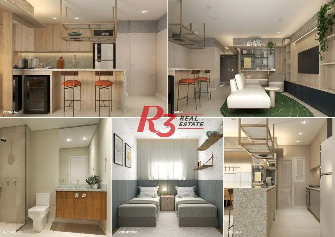 Apartamento novo, com 1 quarto, à venda, 48 m²  1 vaga - Centro - São Vicente/SP