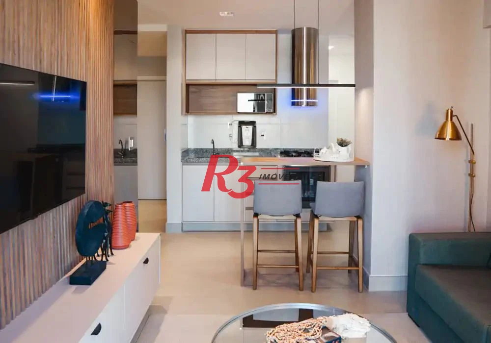 Apartamento com 1 dormitório para alugar, 47 m² por R$ 5.500,00/mês - Embaré - Santos/SP