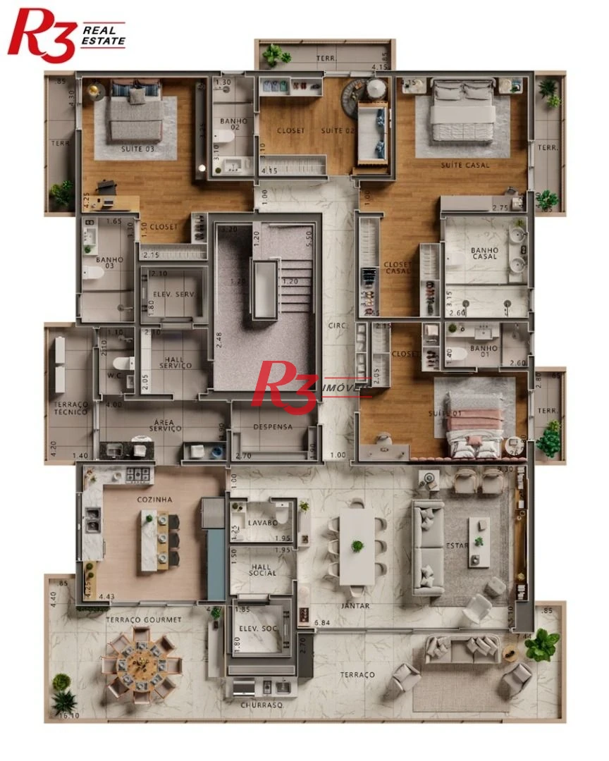 Apartamento com 4 dormitórios à venda, 295 m² por R$ 7.600.000,00 - Ponta da Praia - Santos/SP