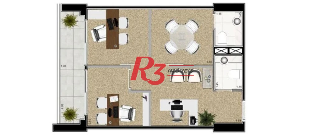 Sala para alugar, 45 m² por R$ 4.700,02/mês - Boqueirão - Santos/SP
