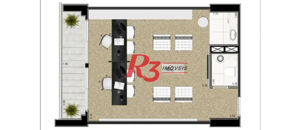Sala para alugar, 45 m² por R$ 4.700,02/mês - Boqueirão - Santos/SP